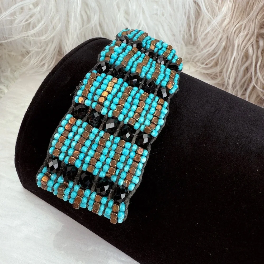 Beautiful, bohemian chic, wideband, adjustable costume bracelet